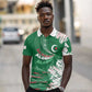 Custom Algeria Football Polo Shirt Glitch Effect Desert Lines And Star Crescent