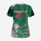 Custom Algeria Football Scrub Top Glitch Effect Desert Lines And Star Crescent
