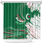Algeria Football Shower Curtain Glitch Effect Desert Lines And Star Crescent