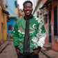 Custom Algeria Football Sleeve Zip Bomber Jacket Glitch Effect Desert Lines And Star Crescent