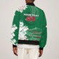 Custom Algeria Football Sleeve Zip Bomber Jacket Glitch Effect Desert Lines And Star Crescent