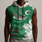 Custom Algeria Football Sleeveless Hoodie Glitch Effect Desert Lines And Star Crescent