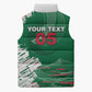 Custom Algeria Football Sleeveless Puffer Jacket Glitch Effect Desert Lines And Star Crescent