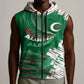 Custom Algeria Football Sleeveless Zip Hoodie Glitch Effect Desert Lines And Star Crescent