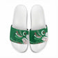 Algeria Football Slide Sandals Glitch Effect Desert Lines And Star Crescent