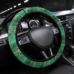 Algeria Football Steering Wheel Cover Glitch Effect Desert Lines And Star Crescent