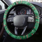 Algeria Football Steering Wheel Cover Glitch Effect Desert Lines And Star Crescent