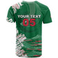 Custom Algeria Football T shirt Glitch Effect Desert Lines And Star Crescent