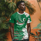 Custom Algeria Football T shirt Glitch Effect Desert Lines And Star Crescent