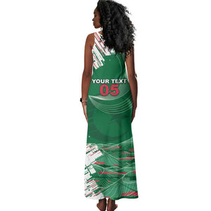 Custom Algeria Football Tank Maxi Dress Glitch Effect Desert Lines And Star Crescent