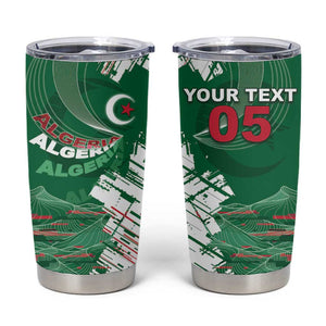 Custom Algeria Football Tumbler Cup Glitch Effect Desert Lines And Star Crescent