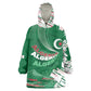 Custom Algeria Football Wearable Blanket Hoodie Glitch Effect Desert Lines And Star Crescent