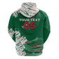 Custom Algeria Football Zip Hoodie Glitch Effect Desert Lines And Star Crescent