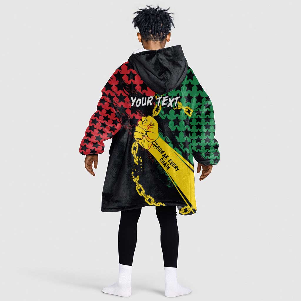 Personalized Juneteenth 1865 Kid Wearable Blanket Hoodie Break Every Chain
