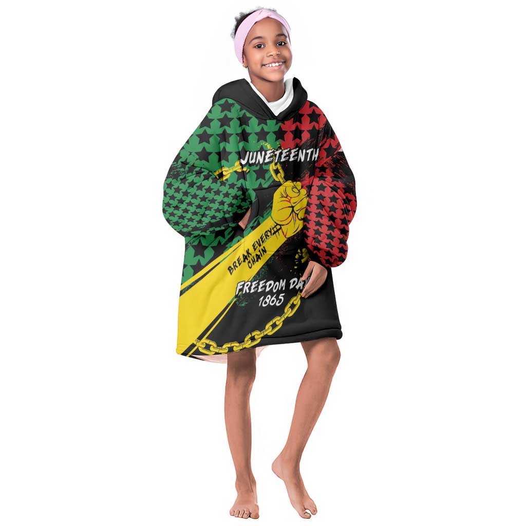 Personalized Juneteenth 1865 Kid Wearable Blanket Hoodie Break Every Chain