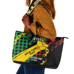 Juneteenth 1865 Leather Tote Bag Break Every Chain