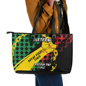 Juneteenth 1865 Leather Tote Bag Break Every Chain