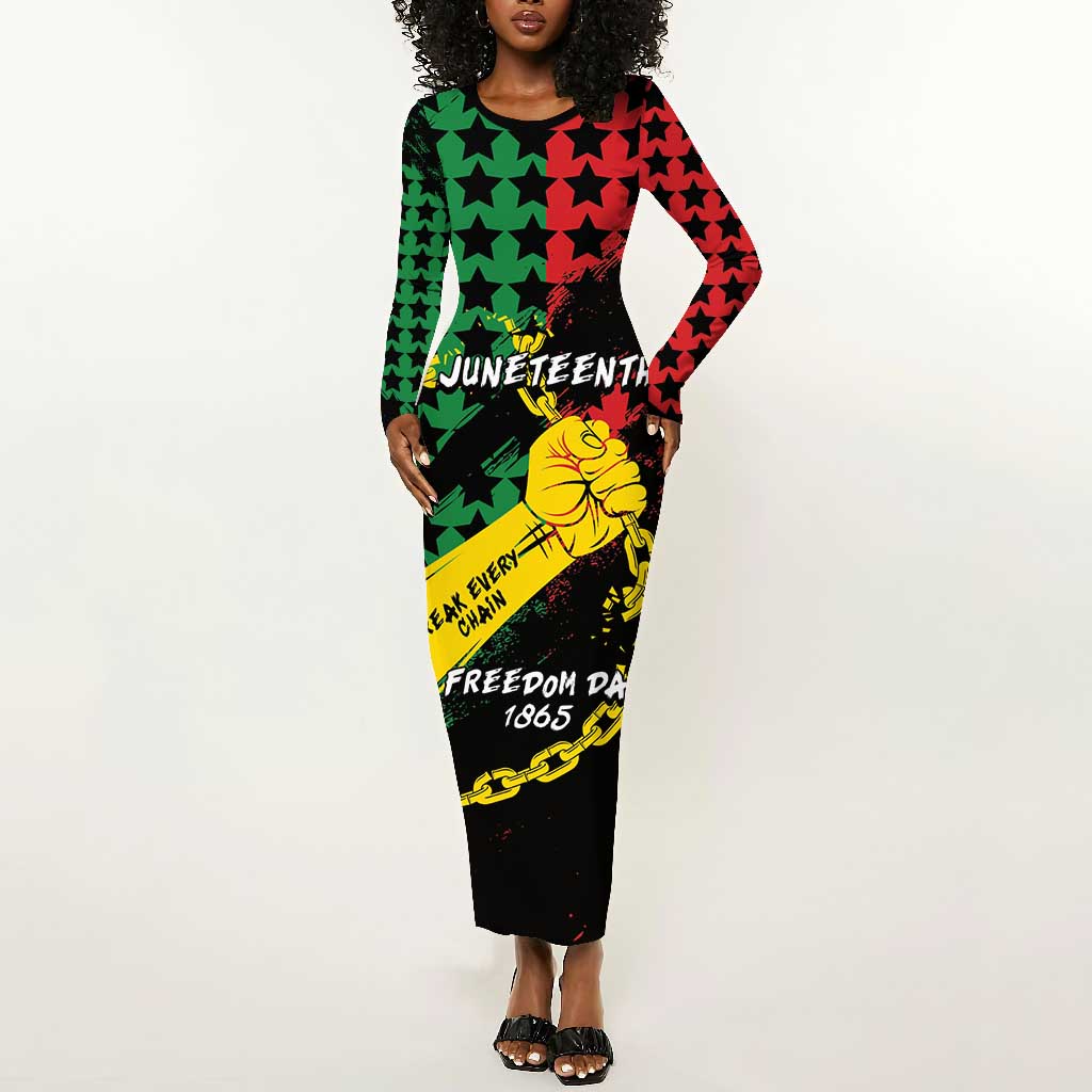 Personalized Juneteenth 1865 Long Sleeve Bodycon Dress Break Every Chain