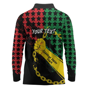 Personalized Juneteenth 1865 Long Sleeve Polo Shirt Break Every Chain