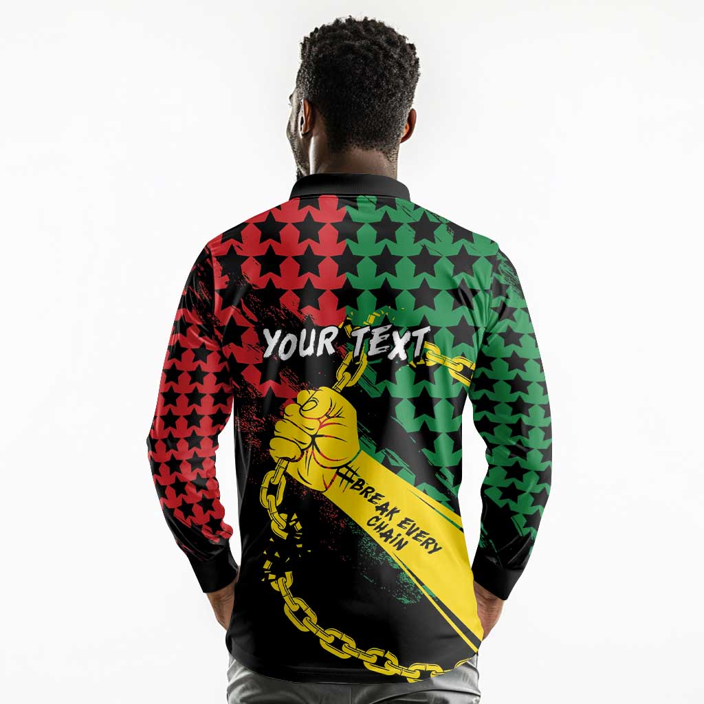 Personalized Juneteenth 1865 Long Sleeve Polo Shirt Break Every Chain