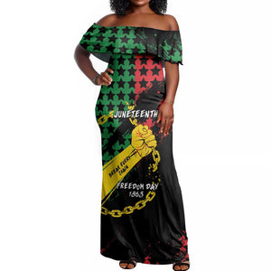 Personalized Juneteenth 1865 Off Shoulder Maxi Dress Break Every Chain