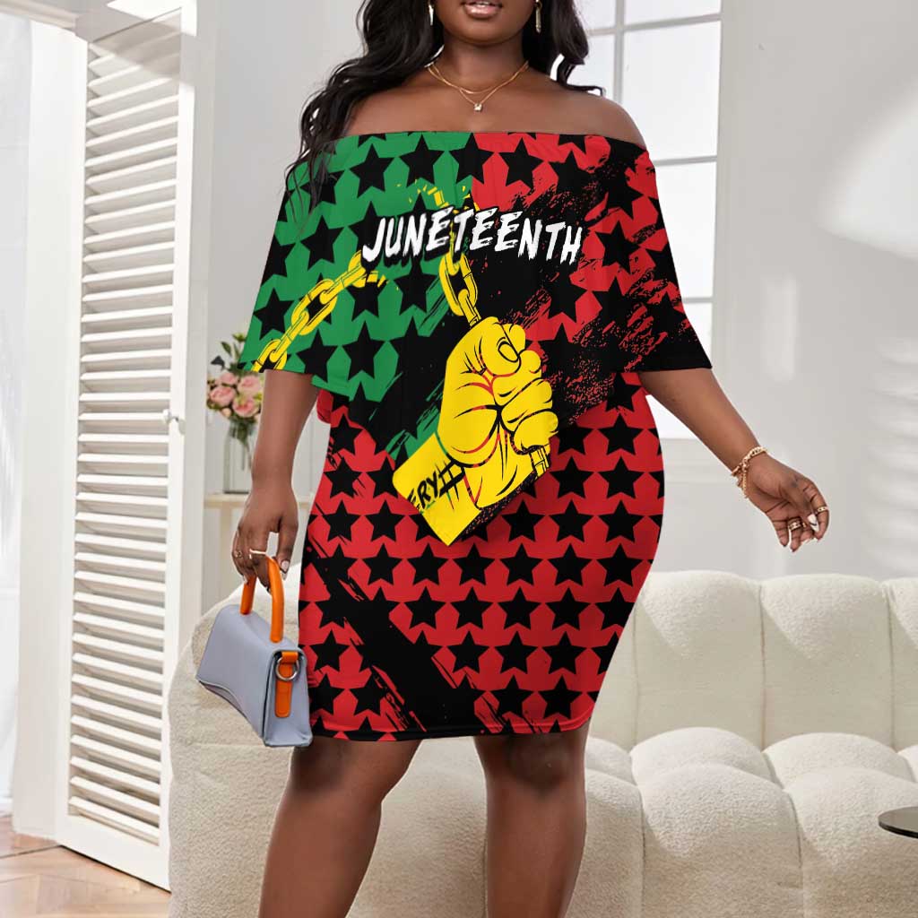 Personalized Juneteenth 1865 Off Shoulder Short Dress Break Every Chain