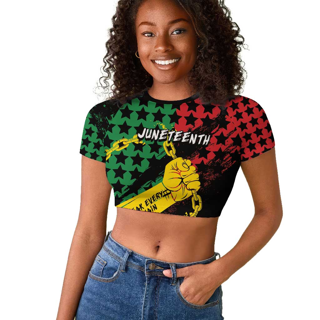 Personalized Juneteenth 1865 Raglan Cropped T shirt Break Every Chain