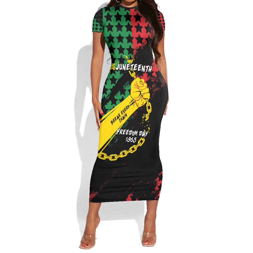 Personalized Juneteenth 1865 Short Sleeve Bodycon Dress Break Every Chain