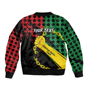 Personalized Juneteenth 1865 Sleeve Zip Bomber Jacket Break Every Chain
