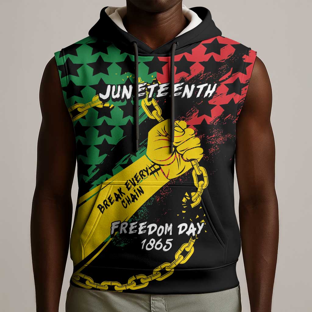 Personalized Juneteenth 1865 Sleeveless Hoodie Break Every Chain - African Pride