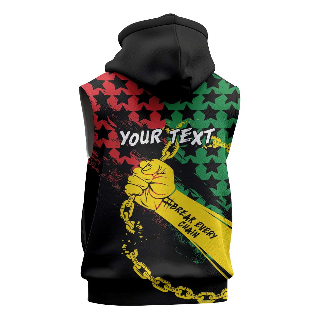 Personalized Juneteenth 1865 Sleeveless Zip Hoodie Break Every Chain - African Pride