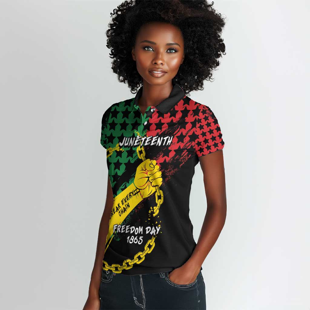 Personalized Juneteenth 1865 Women Polo Shirt Break Every Chain