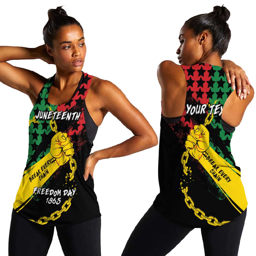 Personalized Juneteenth 1865 Women Racerback Tank Break Every Chain