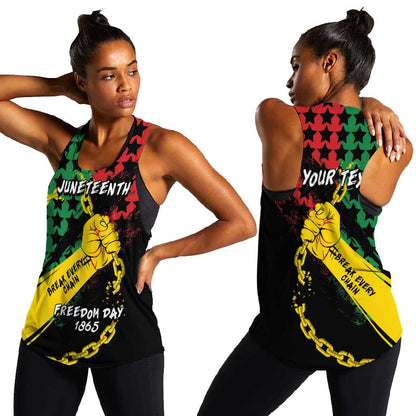 Personalized Juneteenth 1865 Women Racerback Tank Break Every Chain
