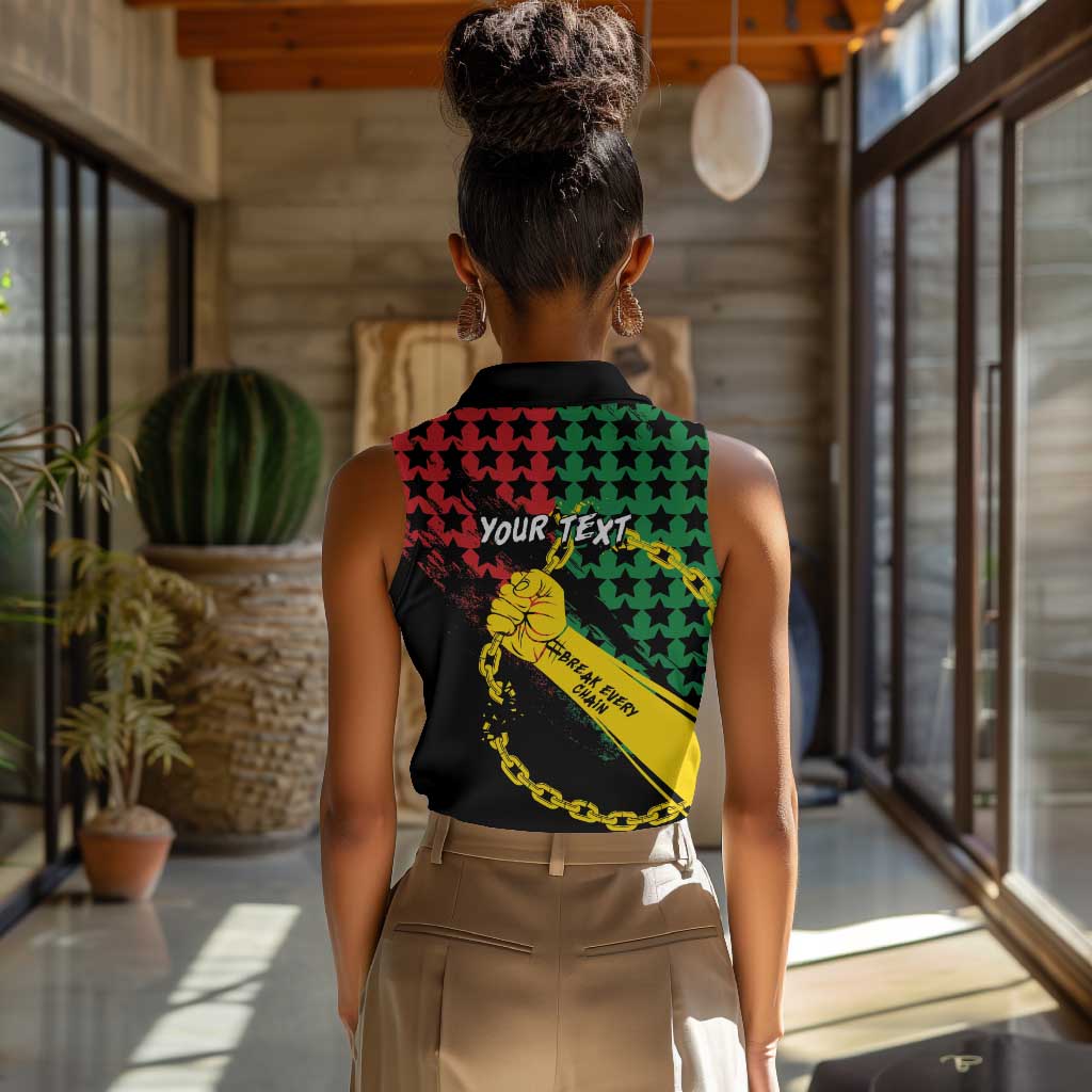 Personalized Juneteenth 1865 Women Sleeveless Polo Shirt Break Every Chain