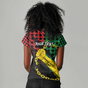 Personalized Juneteenth 1865 Women V-Neck T-Shirt Break Every Chain