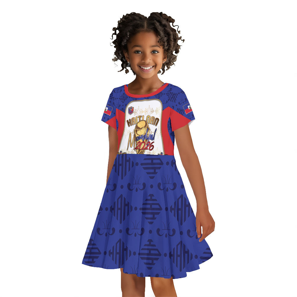 Custom Haiti Nan Mondyal 2026 Kid Short Sleeve Dress Road To Glory