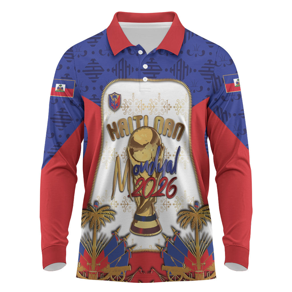 Custom Haiti Nan Mondyal 2026 Long Sleeve Polo Shirt Road To Glory