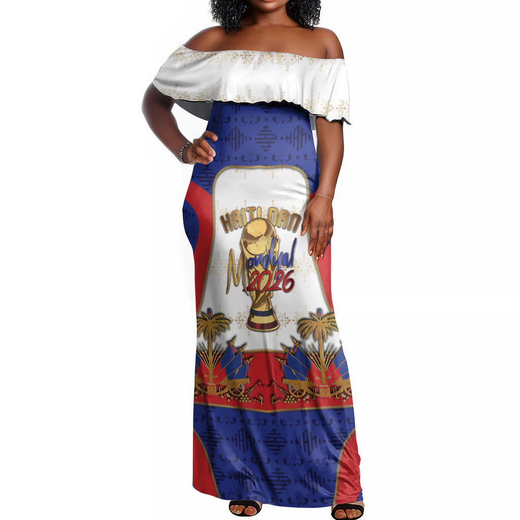 Custom Haiti Nan Mondyal 2026 Off Shoulder Maxi Dress Road To Glory