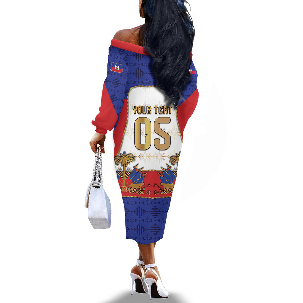 Custom Haiti Nan Mondyal 2026 Off The Shoulder Long Sleeve Dress Road To Glory