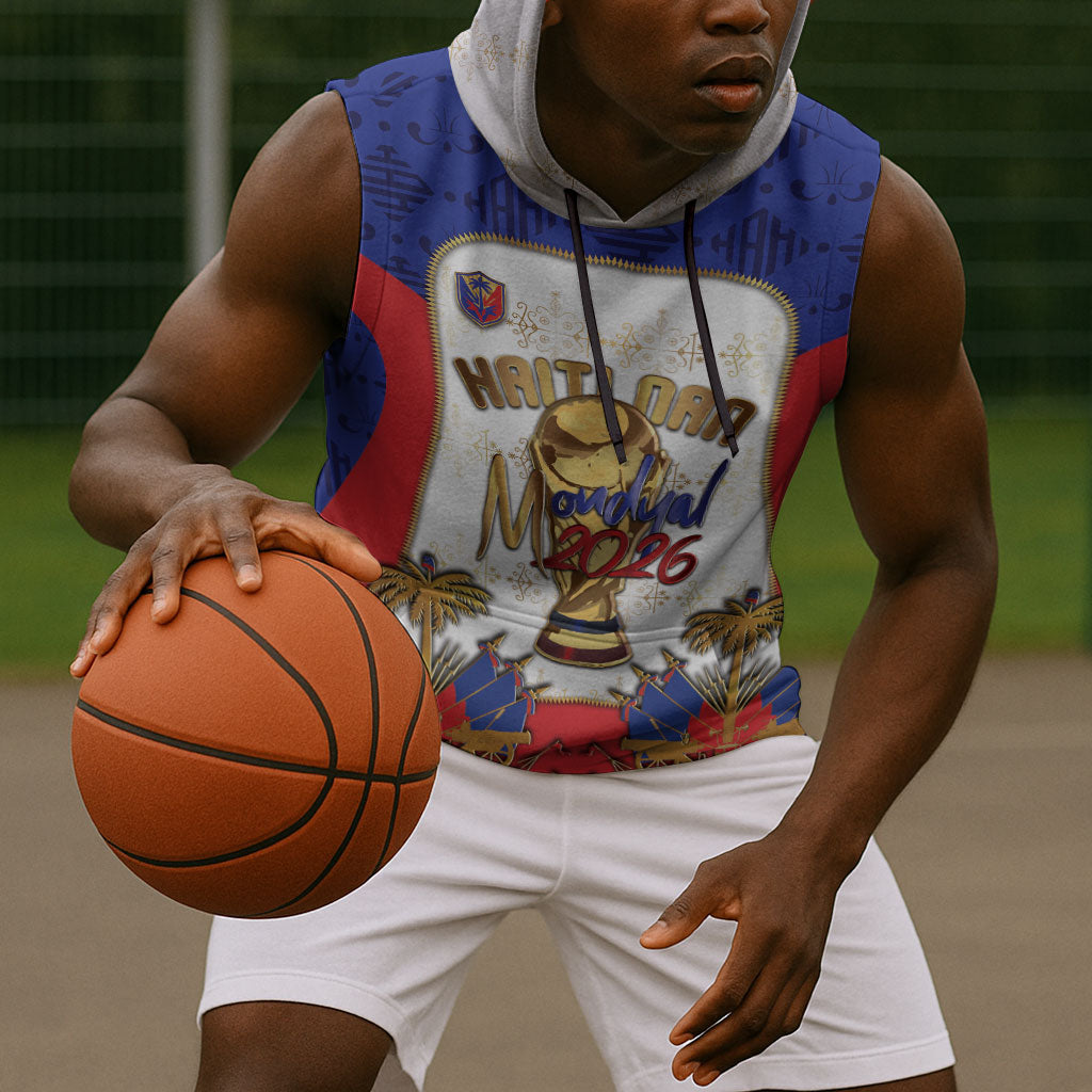 Custom Haiti Nan Mondyal 2026 Sleeveless Hoodie Road To Glory