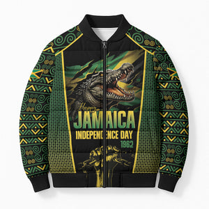 Jamaica Independence Day Bomber Puffer Jacket Crocodile Broken Chain Freedom
