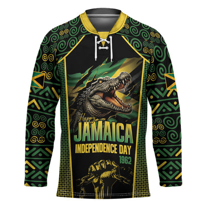 Jamaica Independence Day Hockey Jersey Crocodile Broken Chain Freedom