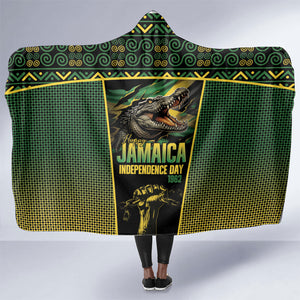 Jamaica Independence Day Hooded Blanket Crocodile Broken Chain Freedom