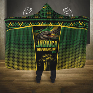 Jamaica Independence Day Hooded Blanket Crocodile Broken Chain Freedom