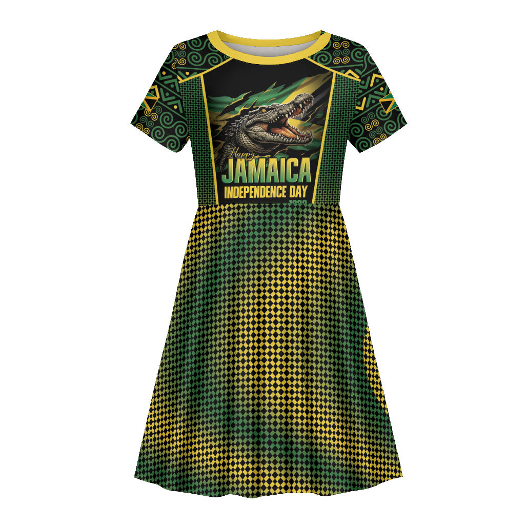 Jamaica Independence Day Kid Short Sleeve Dress Crocodile Broken Chain Freedom