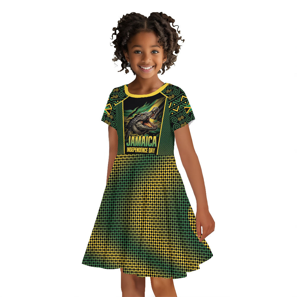 Jamaica Independence Day Kid Short Sleeve Dress Crocodile Broken Chain Freedom