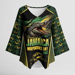 Jamaica Independence Day Kimono Sleeve Blouse Crocodile Broken Chain Freedom