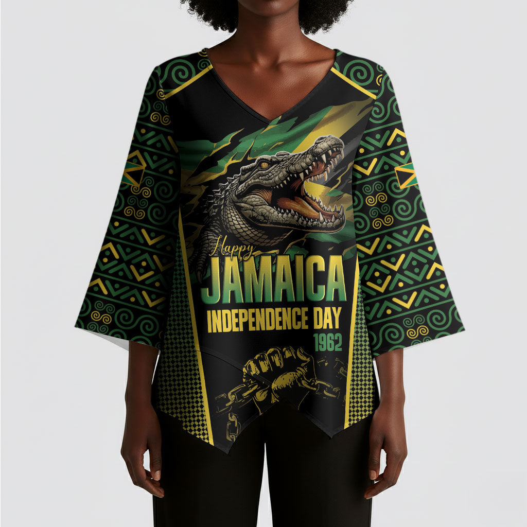 Jamaica Independence Day Kimono Sleeve Blouse Crocodile Broken Chain Freedom