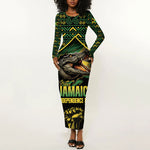 Jamaica Independence Day Long Sleeve Bodycon Dress Crocodile Broken Chain Freedom